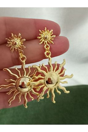 گوشواره جواهر زرد فلزی mos&more - کد 929785638