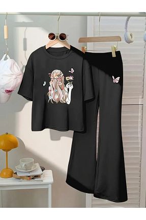 ست بالاتنه و پائین تنه سایز بزرگ مشکی زنانه فاق نرمال PENTHİLUS - کد 929849055