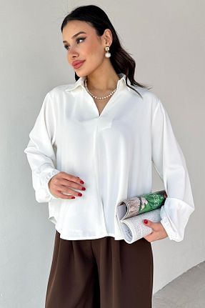 بلوز سفید زنانه ساده Cappmoda - کد 929808999