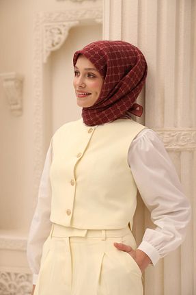 روسری زرشکی 90 x 90 Silk Home - کد 929854865