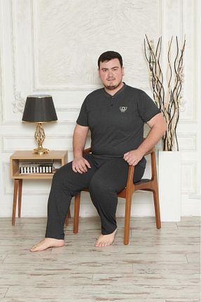 ست لباس راحتی سایز بزرگ مشکی مردانه ساده Pyjama Familya - کد 929817817