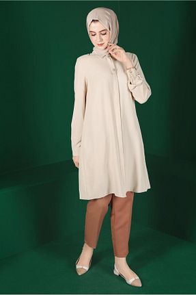 تونیک حجاب بژ زنانه پلی استر Alvina - کد 802008877