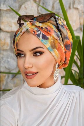 کلاه شنای حجاب نارنجی زنانه Aişe Tesettür - کد 827150176