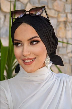 روسری مشکی ساتن Aişe Tesettür - کد 747194213