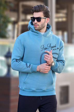 سوئیشرت آبی مردانه چاپی Madmext - کد 849625644