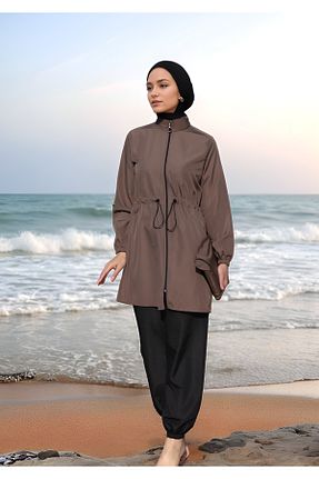 مایو حجاب قهوه ای زنانه ساده dilber fashion - کد 906530006