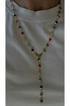 گردنبند جواهر رنگی زنانه فلزی MODA - کد 929859164