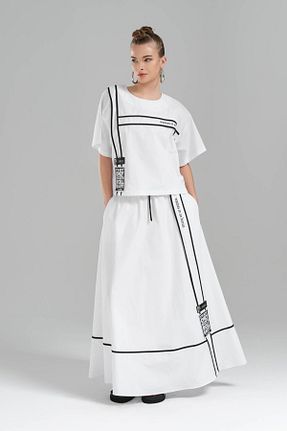 دامن سفید زنانه پارچه tw3 - کد 929877576