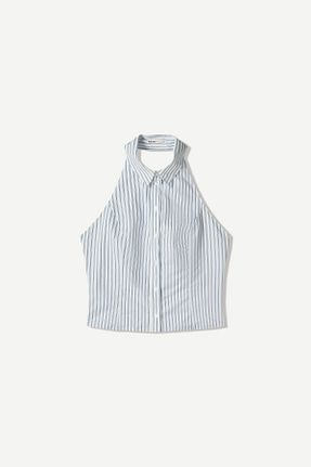 پیراهن آبی زنانه Overshirt Bershka - کد 929869982