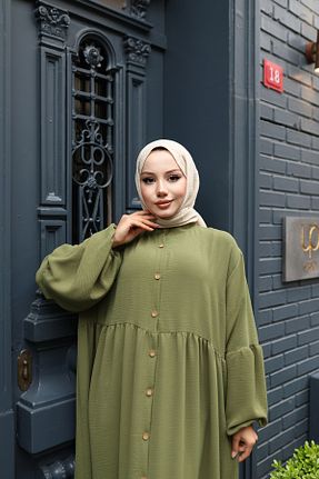 لباس حجاب خاکی زنانه اورسایز modessia - کد 929879418