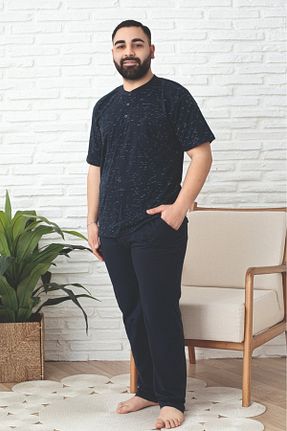 ست لباس راحتی سایز بزرگ سرمه ای مردانه Puantiyeli Farya Home - کد 929883273