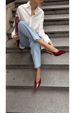 کفش پاشنه بلند کلاسیک زرشکی زنانه چرم مصنوعی Eataly Shoes - کد 929888775