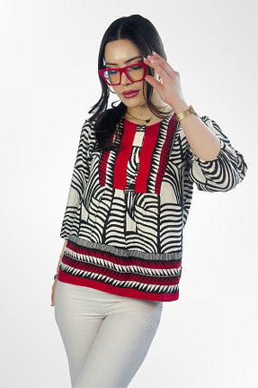 بلوز قرمز زنانه طرح دار Kübra Tekstil - کد 929928762
