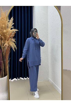 ست بالاتنه و پائین تنه حجاب آبی بچه گانه رگولار Ebrar Store - کد 929892687