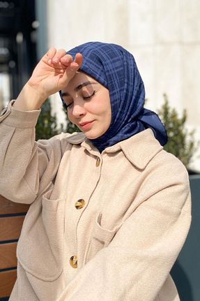 روسری سرمه ای پنبه پلی استر Aker - کد 814892293