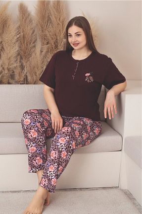 ست لباس راحتی سایز بزرگ رنگی زنانه گلدار Farya Home - کد 929890271