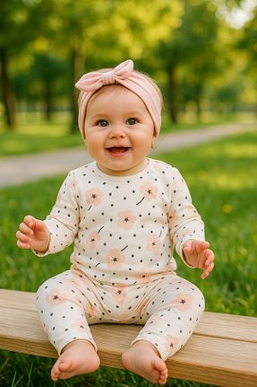 ست لباس راحتی صورتی بچه گانه طرح دار cimcim baby - کد 921139555