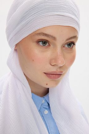 شال سفید زنانه پنبه ای FENZA SCARF - کد 929893682
