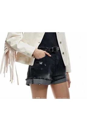 شلوارک و برمودا مشکی زنانه اورسایز Butik Karaca - کد 929891065