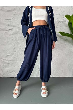 شلوار سرمه ای زنانه پنبه - پلی استر - الاستین Elif Özbey Butik - کد 929892646