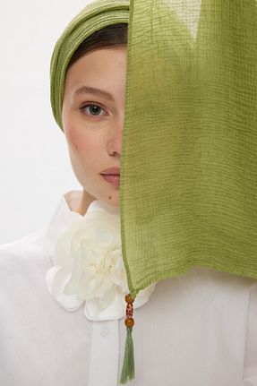 شال سبز زنانه پنبه ای FENZA SCARF - کد 929893375