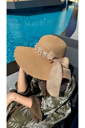 کلاه قهوه ای زنانه حصیر Luminos Butik - کد 811878349