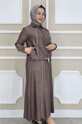 ست بالاتنه و پائین تنه حجاب قهوه ای زنانه رگولار PYS - کد 929921497