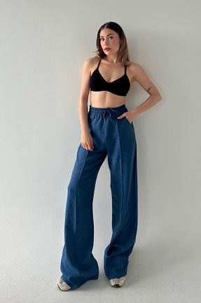 شلوار آبی زنانه کتان bb butik basic - کد 929917688
