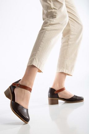 صندل قهوه ای زنانه پاشنه ضخیم ANALİN SHOES - کد 929897591
