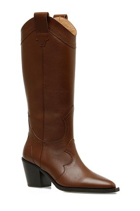 چکمه قهوه ای زنانه چرم خالص Nine West - کد 864944129