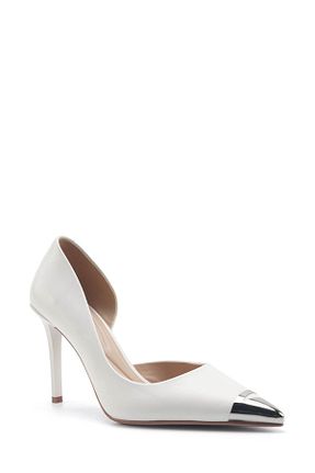 کفش پاشنه بلند کلاسیک سفید زنانه چرم مصنوعی Nine West - کد 900058655