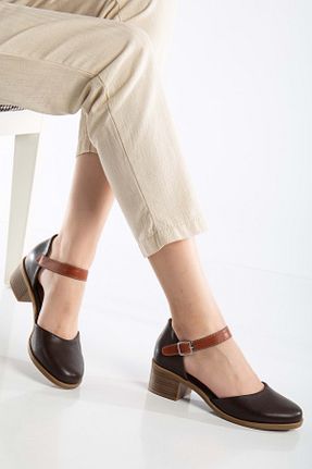 صندل قهوه ای زنانه پاشنه ضخیم ANALİN SHOES - کد 929897591