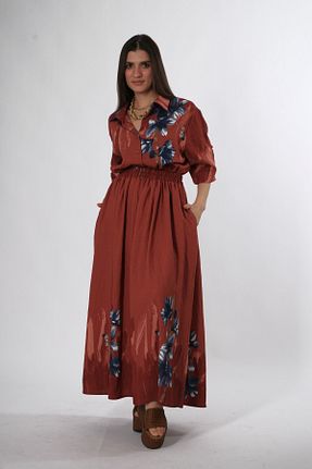ست بالاتنه و پائین تنه نارنجی زنانه بافتنی ABBRA - کد 929946757