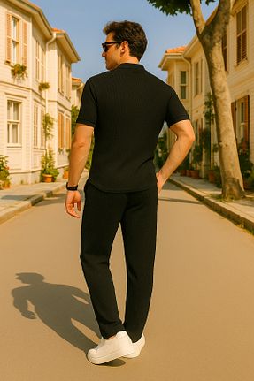 ست بالاتنه و پائین تنه مشکی مردانه بافتنی Pobudo - کد 835909808