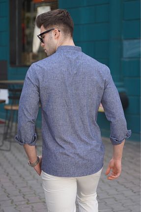پیراهن سرمه ای مردانه Fitted Madmext - کد 284615317