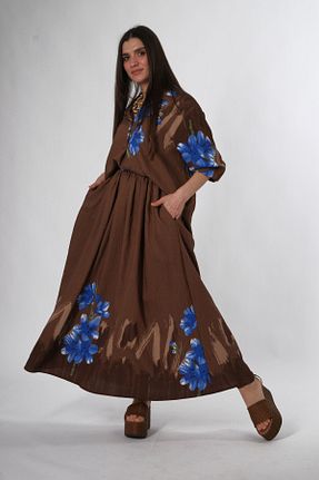 ست بالاتنه و پائین تنه قهوه ای زنانه بافتنی ABBRA - کد 929946755