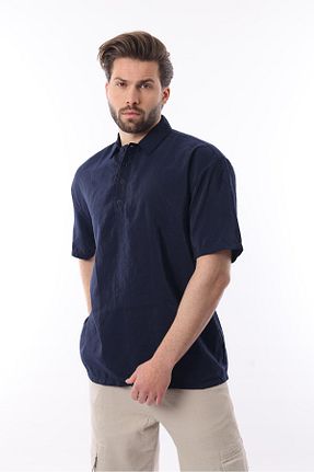 پیراهن سرمه ای مردانه اورسایز Madmext - کد 929947599