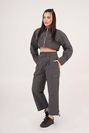ست بالاتنه و پائین تنه طوسی زنانه بافتنی Hipo Trend - کد 929945699