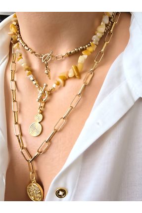 گردنبند جواهر قهوه ای زنانه سنگ طبیعی Riccoco Accessory - کد 929951060