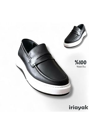 کفش کژوال مشکی مردانه چرم خالص İriayak - کد 929952647