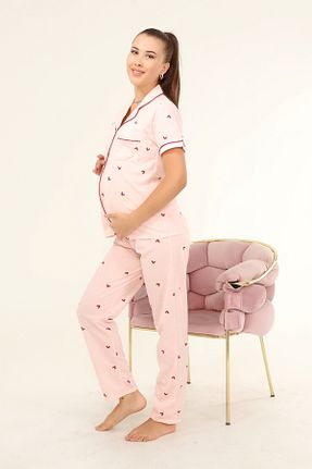 ست لباس راحتی بارداری صورتی زنانه %100 پنبه LadyMina Pijama - کد 130582041