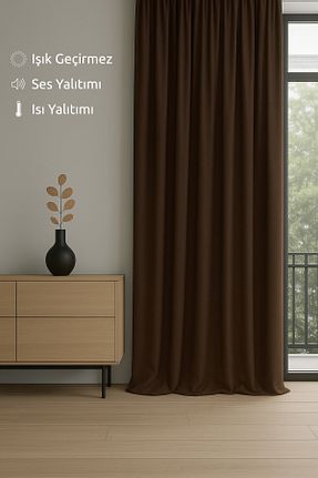 پرده زمینه قهوه ای پلی استر Monami - کد 929959623