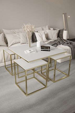 میز جلو مبلی طلائی فلزی home plus mobilya - کد 770586152