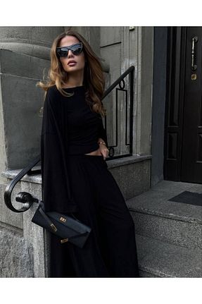 ست بالاتنه و پائین تنه مشکی زنانه بافت femmes fraiches - کد 929970617