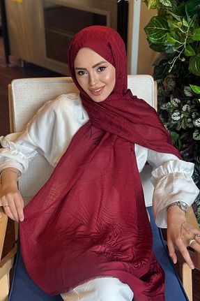 شال زرشکی زنانه ابریشم ipekevi - کد 929980068