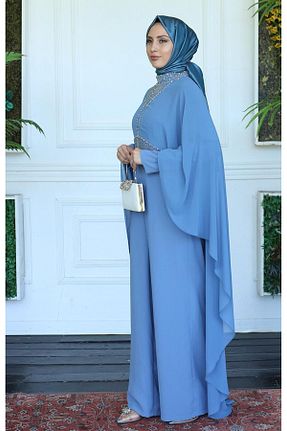 سرهمی حجاب آبی زنانه اورسایز White Corner - کد 746963061