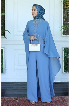 سرهمی حجاب آبی زنانه اورسایز White Corner - کد 746963061