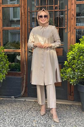 ست بالاتنه و پائین تنه حجاب بژ زنانه رگولار SEÇİL - کد 929978854