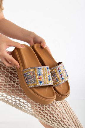 دمپائی قهوه ای زنانه چرم مصنوعی MİSSJENY - کد 929983520