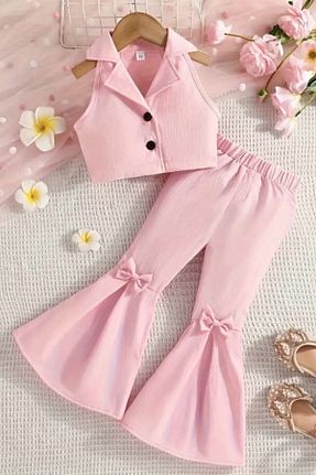 ست بالاتنه و پائین تنه صورتی بچه گانه بافتنی ELAFOR - کد 840329739